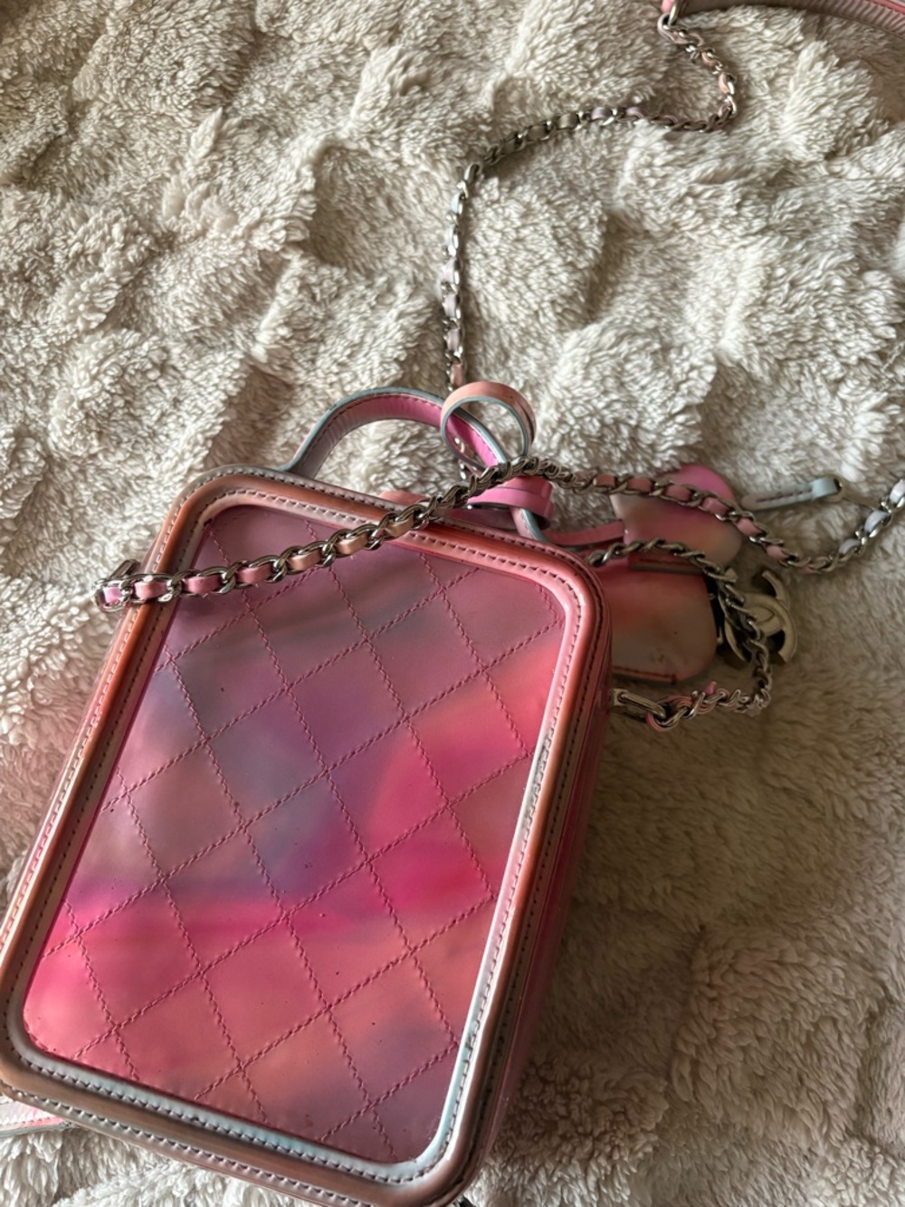 CHANEL Pink Ombre Clear CC Crossbody Bag with Silver Chain - Picture 7 of 10